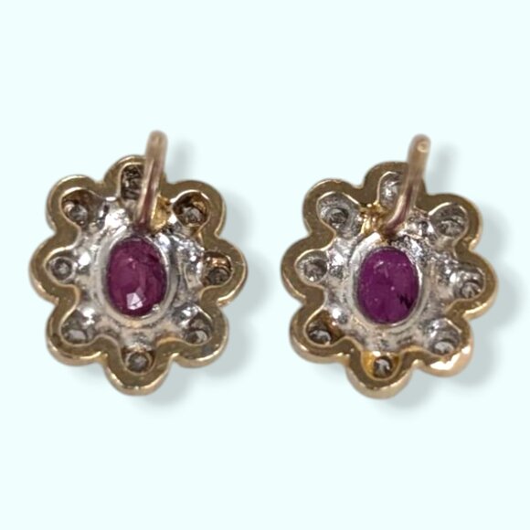 V. 14K Diamond & Ruby Stud Earrings - Picture 6 of 10